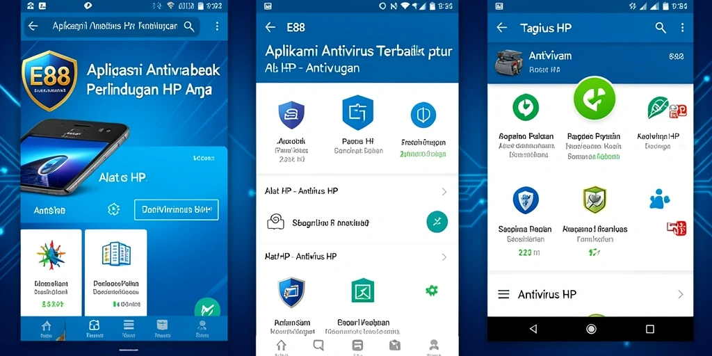 Antarmuka E88 dengan fitur pemindaian Antivirus HP yang lengkap.