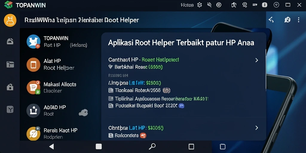 Antarmuka aplikasi TOPANWIN yang memudahkan pengguna dalam mengelola akses root.