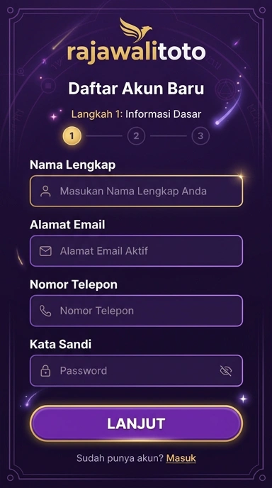 Tampilan halaman daftar rajawalitoto